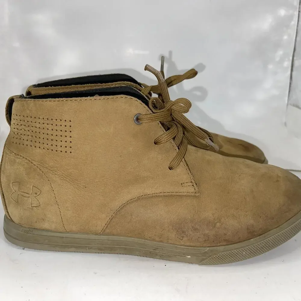 Under Armour Boots Youth Size 7Y Brown Faux Leather Chukka Casual Lace Up Ankle
